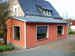 ein Anbau in Holzrahmenbauweise